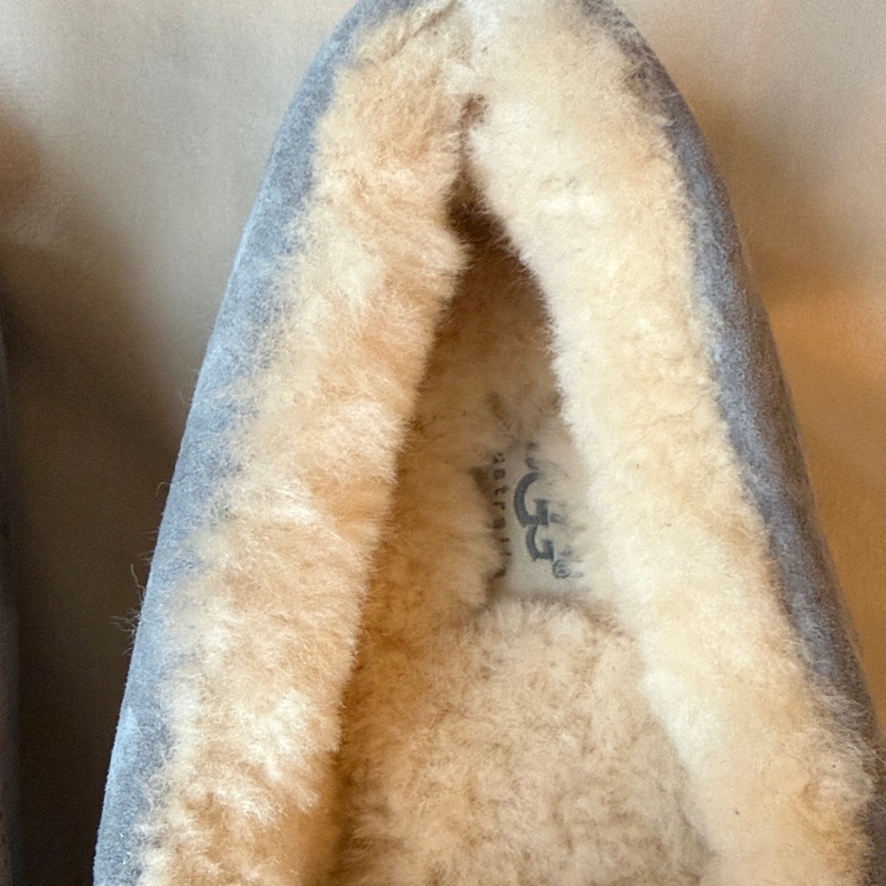 UGG Women’s Ansley Light Grey Suede & Sheepskin Slippers/Loafers - Picture 3 of 16